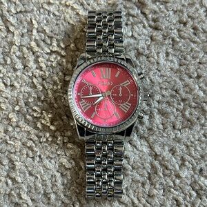 Folio women’s vintage silver/red stainless steel bracelet watch‎ one size